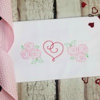 Vintage Rose and Heart Embroidery Design